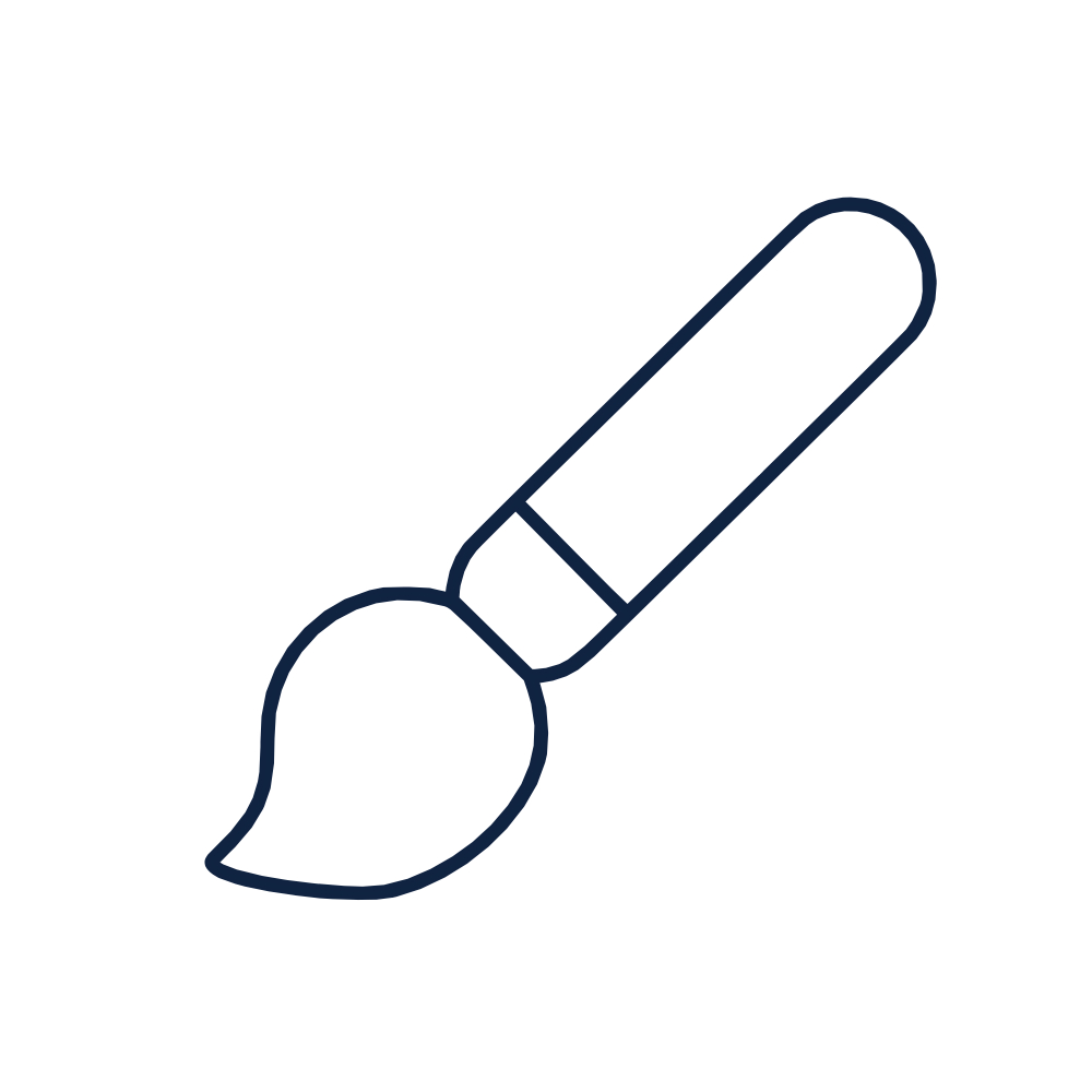 Icono de diseño y desarrollo web con pincel estilizado en fondo oscuro
