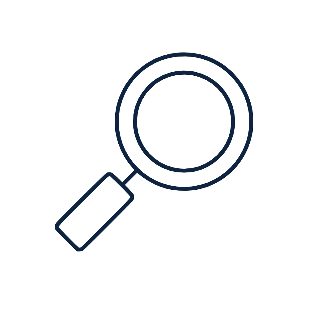 Icono minimalista SEO con lupa en fondo oscuro