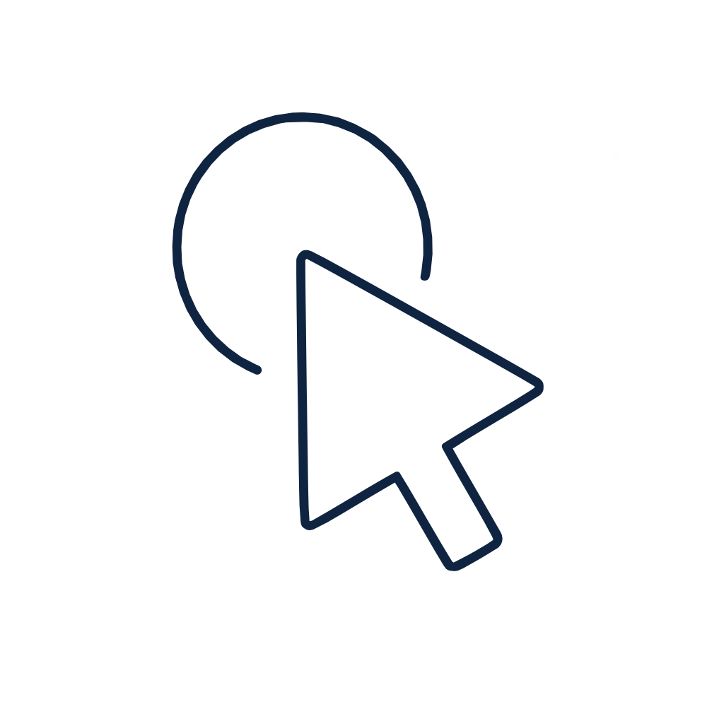 Icono de publicidad digital con cursor de clic en fondo oscuro