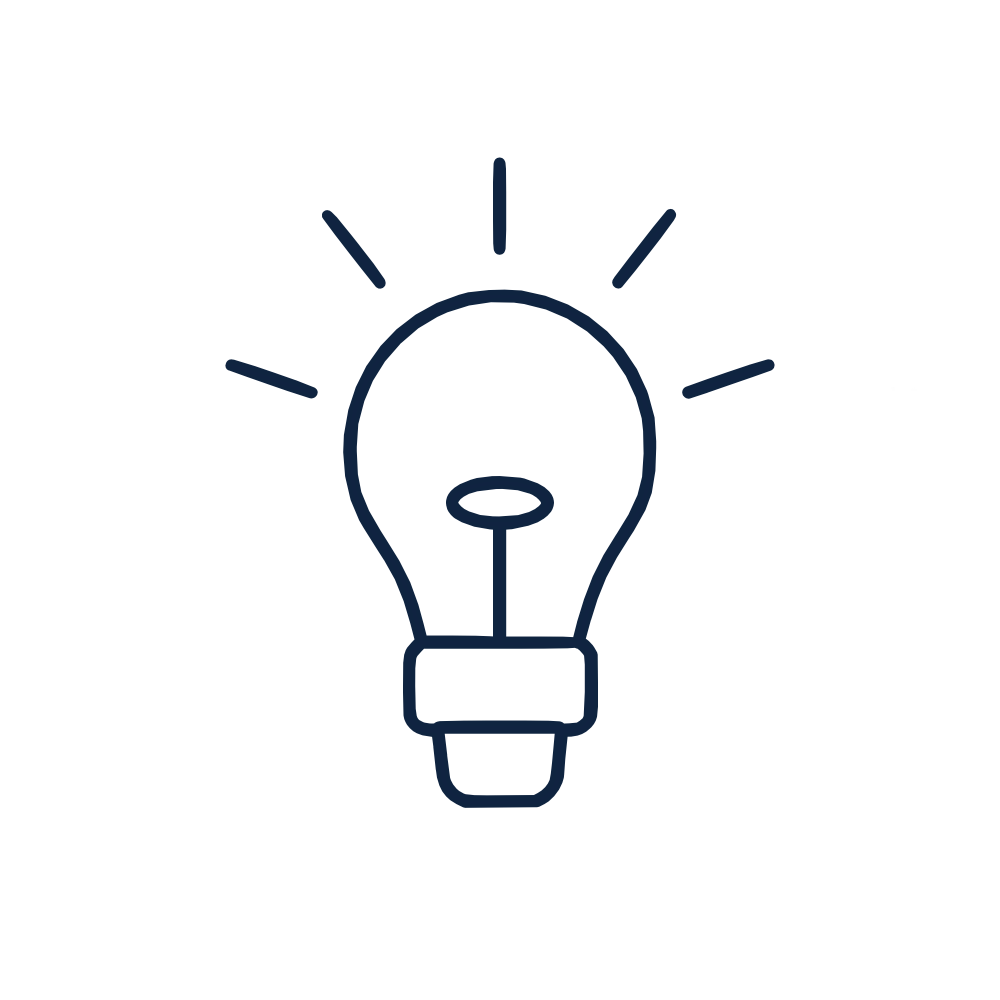 Icono de marketing de contenidos con bombilla en fondo oscuro